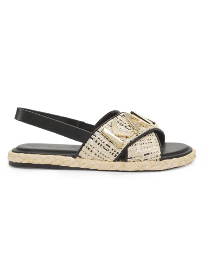 Karl Lagerfeld Women's Charla Logo Slingback Flat Sandals In Natural Black
