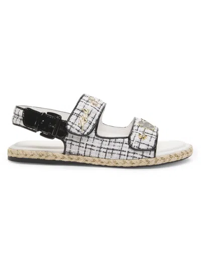 Karl Lagerfeld Women's Charlay Logo Tweed Sandals In White Black