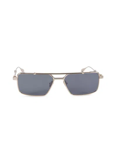 Valentino Vi Studded Rectangular Sunglasses In Gold Grey