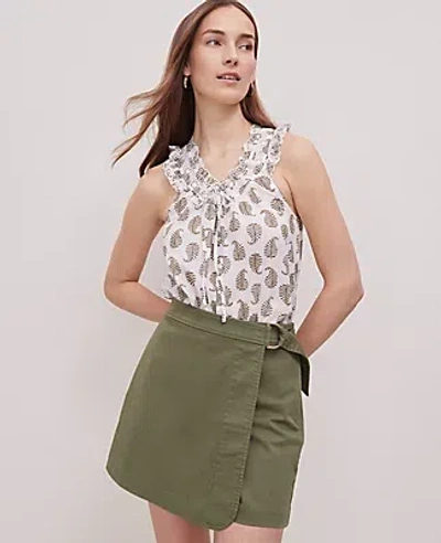 Ann Taylor Petite Curved Hem Skort In Moss Green