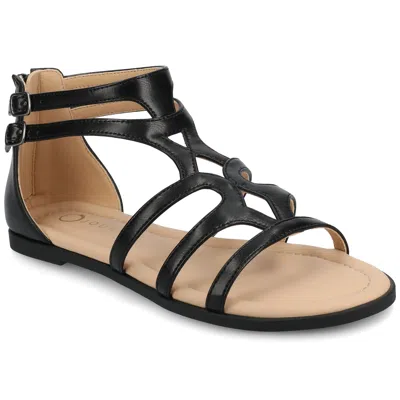 Journee Women's Genneva Medium And Wide Width Flat Sandals In Black