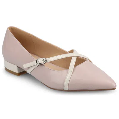 Journee Collection Women's Camby Crisscross Strap Pointed Toe Flats In Blue