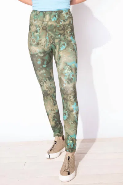 Escape By Habitat On The Move Marble Leggings In Olive In Green