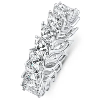 Pompeii3 4 Ct Marquise Cut Designer Diamond Eternity Wedding Ring 14k Gold Lab Grown In Multi