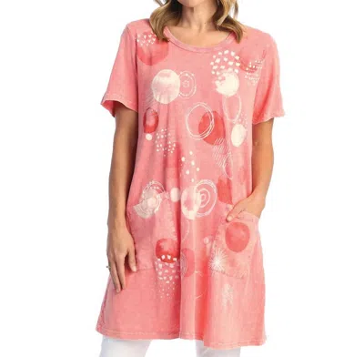 Jess & Jane Magic Dots Mineral Washed Pocket Dress In Coral In Pink