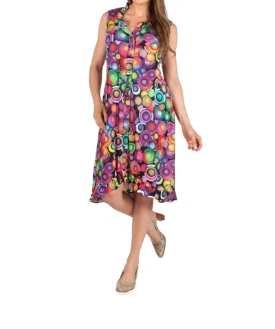 Pure Essence Ruffle Collar Sleeveless Dress In Multi In Multi