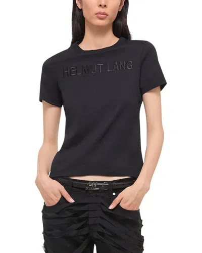 Helmut Lang Logo Embroidered Crew Neck Short Sleeve Top In Black