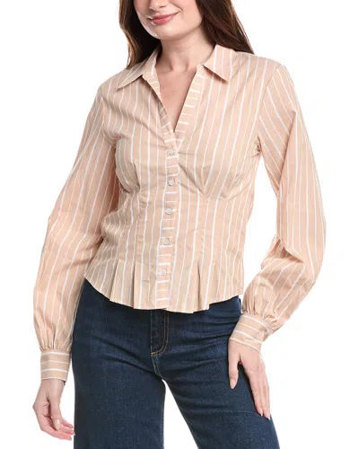 Joe's Jeans Striped Pleated Dress Shirt In Brown