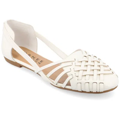 Journee Collection Journee Women's Ekko Medium And Wide Width Flat Sandals In White