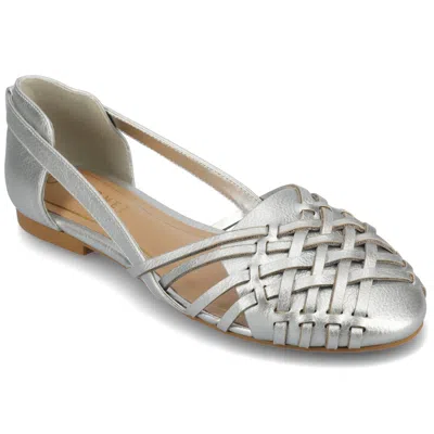 Journee Collection Women's Ekko Woven Round Toe Flats In Silver