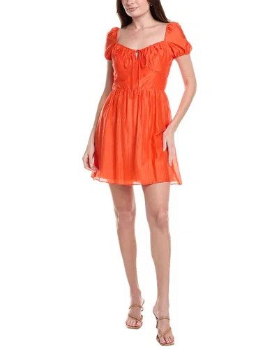 Adrianna Papell Linen-blend Mini Dress In Orange
