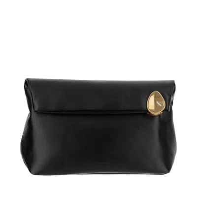 Jil Sander Women's Jewel Zip Leather Clutch In Black