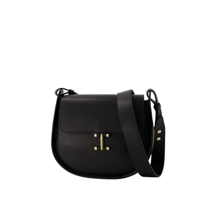 Ines De La Fressange Sleek And Timeless Senda Shoulder Handbag In Camel Leather In Black