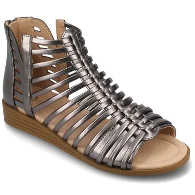 Journee Collection Women's Delilah Gladiator Sliver Wedge Sandals In Silver
