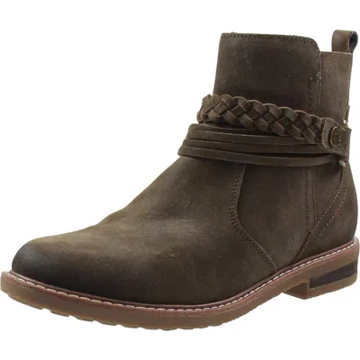 Earth Womens Zipper Leather Ankle Boots In Brown