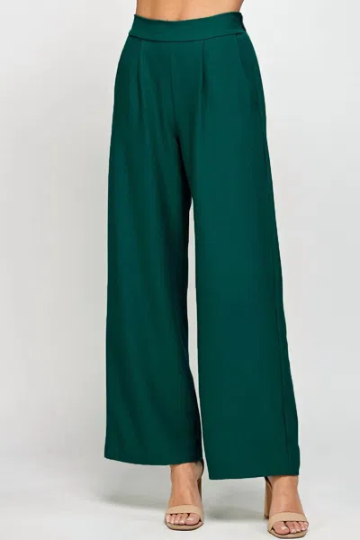 2 Hearts Apparel High Waist Wide Leg Pants In Hunter Green In Green