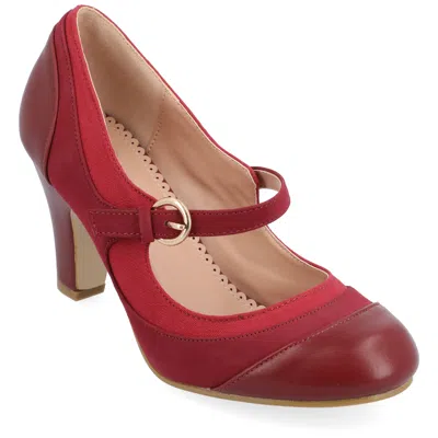 Journee Collection Womens Siri Medium And Wide Width Round Toe Block Heel Mary Jane Pumps In Pink