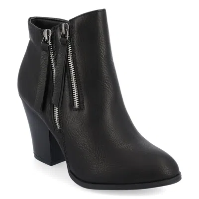 Journee Collection Womens Vally Inside Zip Stacked Heel Booties In Black