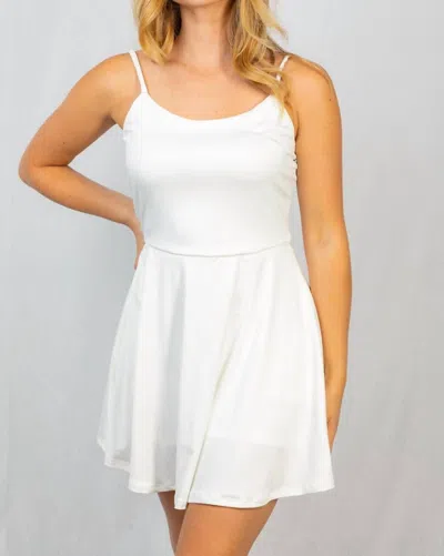 White Birch Spaghetti Strap Dress With Shorts In Ivory In Multi