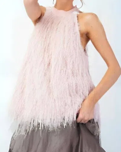 Easel Mohair Halter Top In Blush In Gold