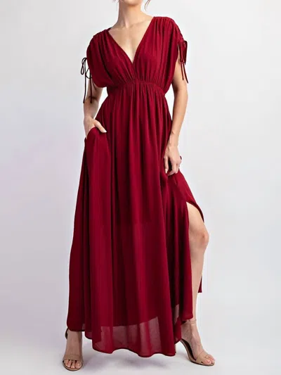 Eesome Short Sleeve Maxi Dress In Wine In Pink