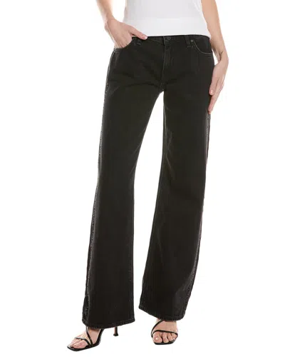 Hudson Jeans Kelli Low-rise Embellished Black Loose Straight Jean In Black
