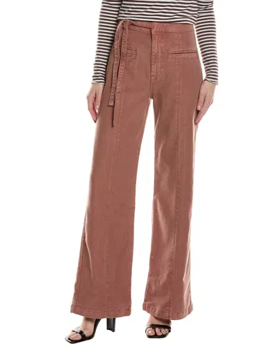 Hudson Jeans Tie-waist Pintucked Linen-blend Trouser In Brown