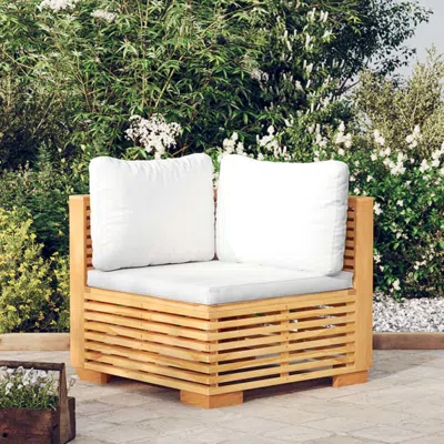 Vidaxl Patio Corner Sofa With Cream Cushions Solid Wood Teak