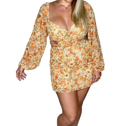 Shop Le Lis Autumn Nights Floral Dress In Orange