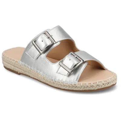 Journee Collection Women's Tresah Double Strap Espadrille Sandals In Silver