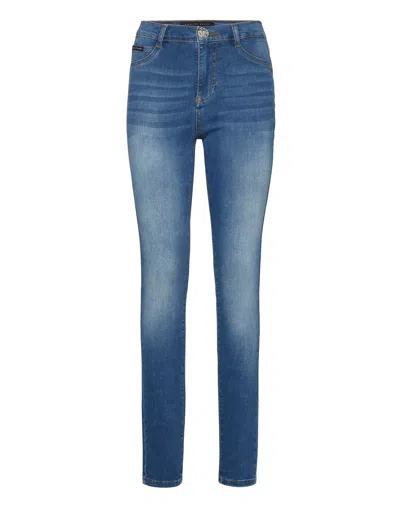 Philipp Plein Denim High Waist Jegging In Multi