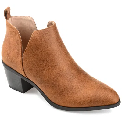 Journee Collection Womens Lola Pull On Stacked Heel Booties In Brown