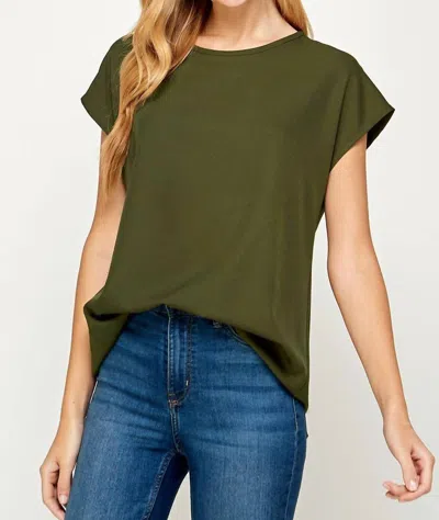 2 Hearts Apparel Cap Sleeve Top In Olive In Green