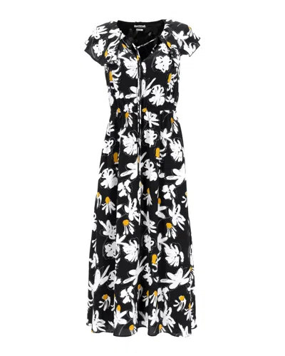 Jason Wu Ruffled V-neck Midi Dress In Black Silk In Black
