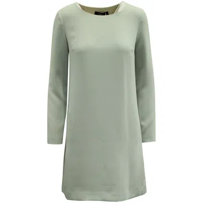 Theory Long Sleeve Shift Dress In Mint Green Crepe In Green