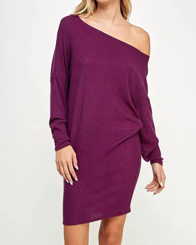 2 Hearts Apparel Sweater Mini Dress In Plum In Pink
