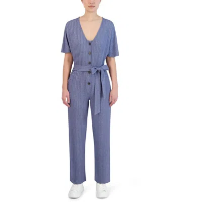 Bcbgeneration Womens Knit Tie Front Jumpsuit In Multi