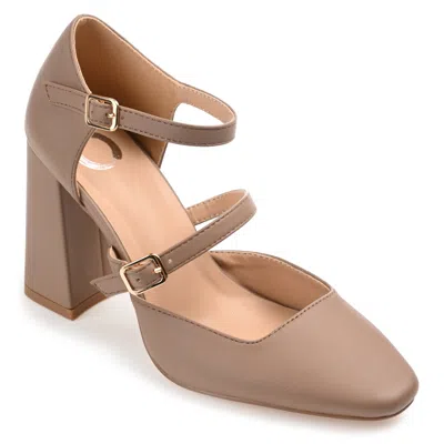 Journee Collection Womens Isadorah Mary Jane Mid Block Heel Square Toe Pumps In Brown