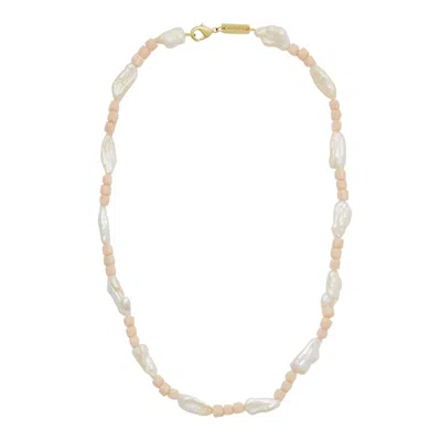 Machete Pearl & Bead Necklace In Beige