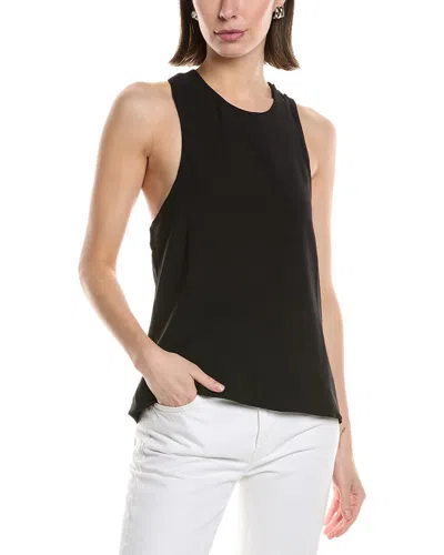 Hudson Jeans High Neck Twist Back Woven Tank In Black