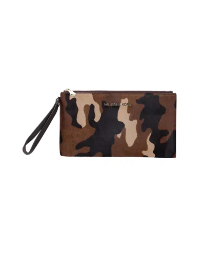 Michael Kors Camouflage Wristlet Pouch In Multicolor Pony Hair In Multi