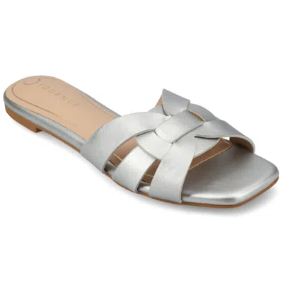 Journee Collection Journee Womens Arrina Wide Width Flat Sandals In Silver