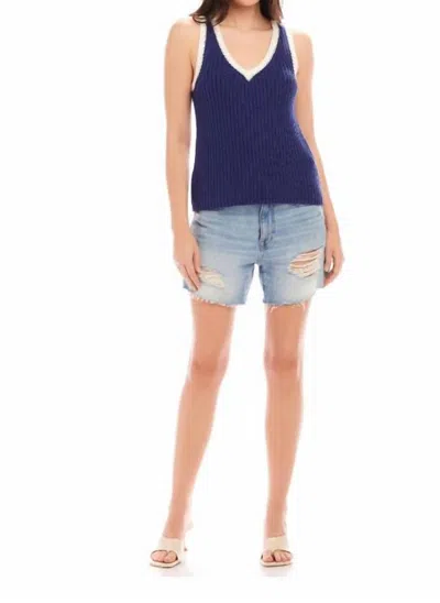 Fifteen Twenty Nicole Contrast Trim Sweater Vest In Blue