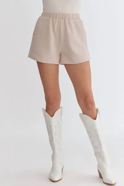 Entro Textured Shorts In Taupe In Grey