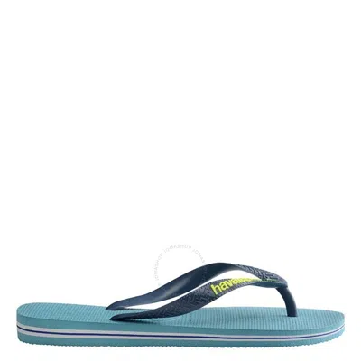 Havaianas Nautical Blue Brasil Logo Flip Flops In Blue