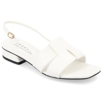 Journee Collection Women's Tabatha Block Heel Slingback Flat Sandals In White
