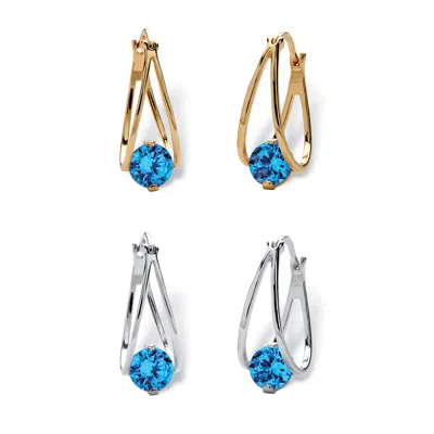 Palm Beach Jewelry Silvertone And Goldtone Birthstone Hoop Earrings In Multi