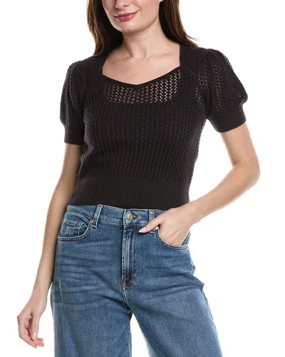 7 For All Mankind Open Knit Sweater In Black
