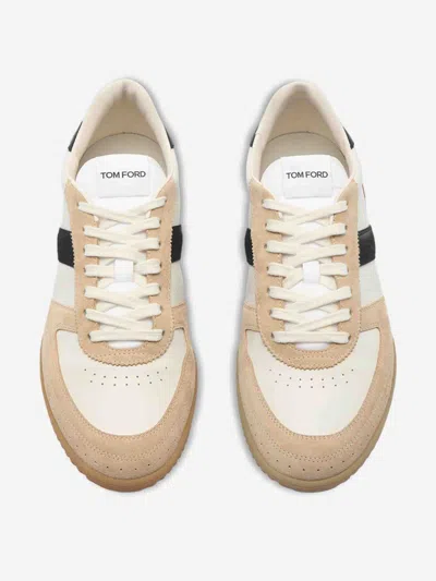 Tom Ford Terence Leather And Suede Sneakers In Beige