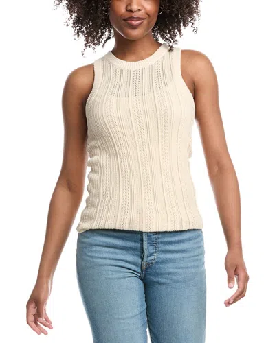 7 For All Mankind Mixed Stitch Sweater Tank In Beige